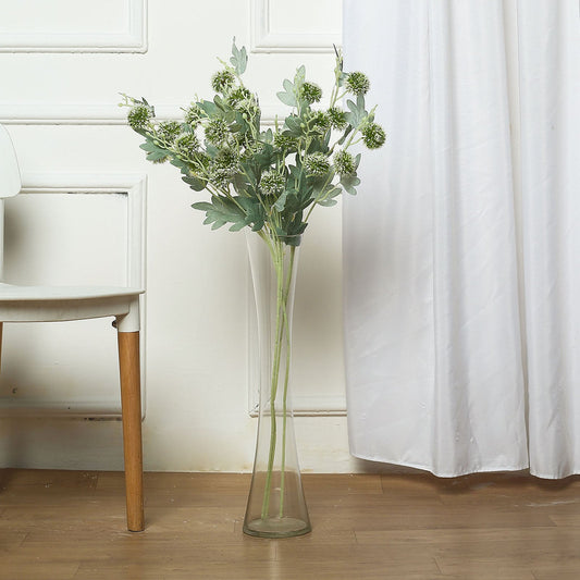 Artificial Globe Thistle Flower Spray, Faux Stem Floor Vase Decor 34" Tall