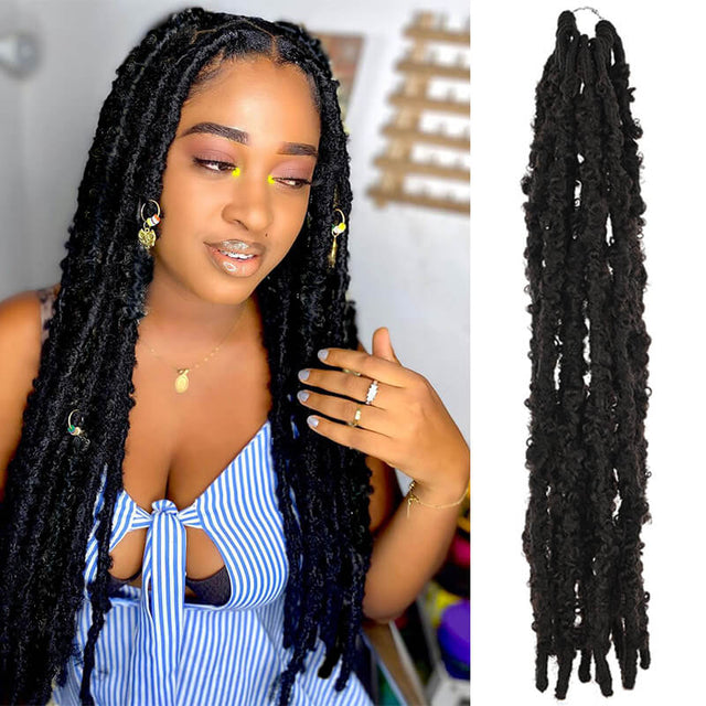 18 inches  black butterfly locs golden rule hair