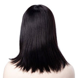 Human Hair Wigs with Bangs Bob Straight Wig Black - goldenrulehair