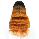 Body Wave 4x4 Lace Closure Wig Human Hair Wig Pre Plucked Ombre Brown - goldenrulehair
