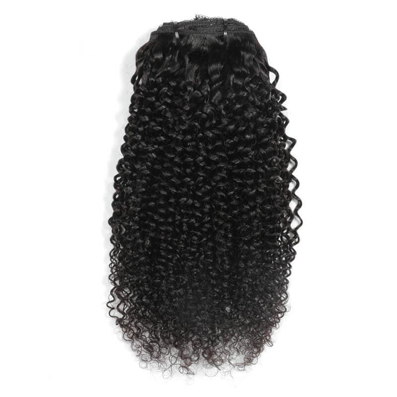 Curly Clip in Human Hair Extensions Natural Black - goldenrulehair