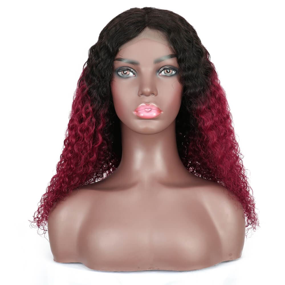 curly closre wig ombre burgundy golden rule hair