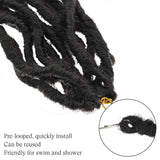 Faux Locs Crochet Hair with Curly Ends Natural Black 16 inches