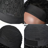 Curly Bob Headband wigs Human Hair Wig Black