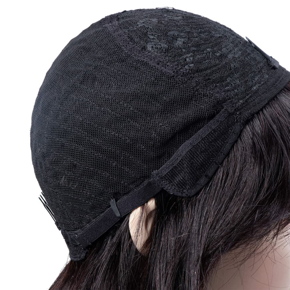 Human Hair Wigs with Bangs Bob Straight Wig Black - goldenrulehair