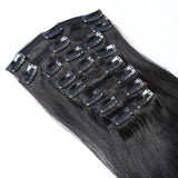 Clip in Human Hair Extensions Straight Natural Blcak - goldenrulehair