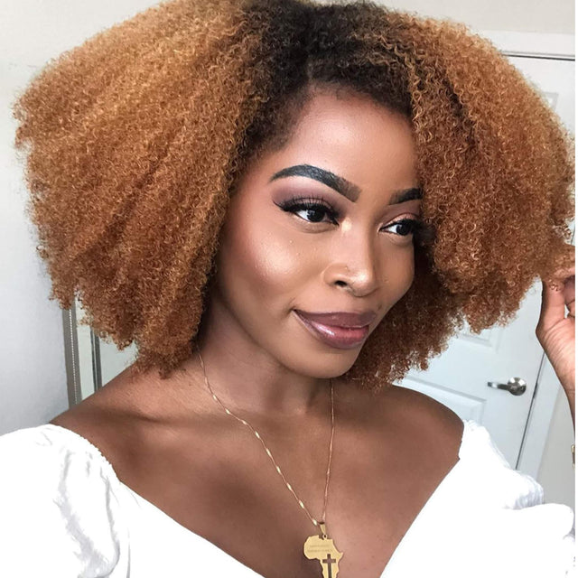 Clip in Human Hair Extensions Kinky Curly Brown - goldenrulehair