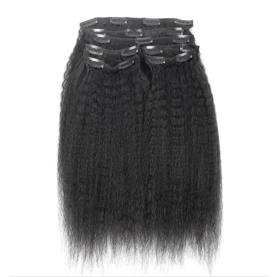 Clip in Human Hair Extensions Kinky Straight - goldenrulehair