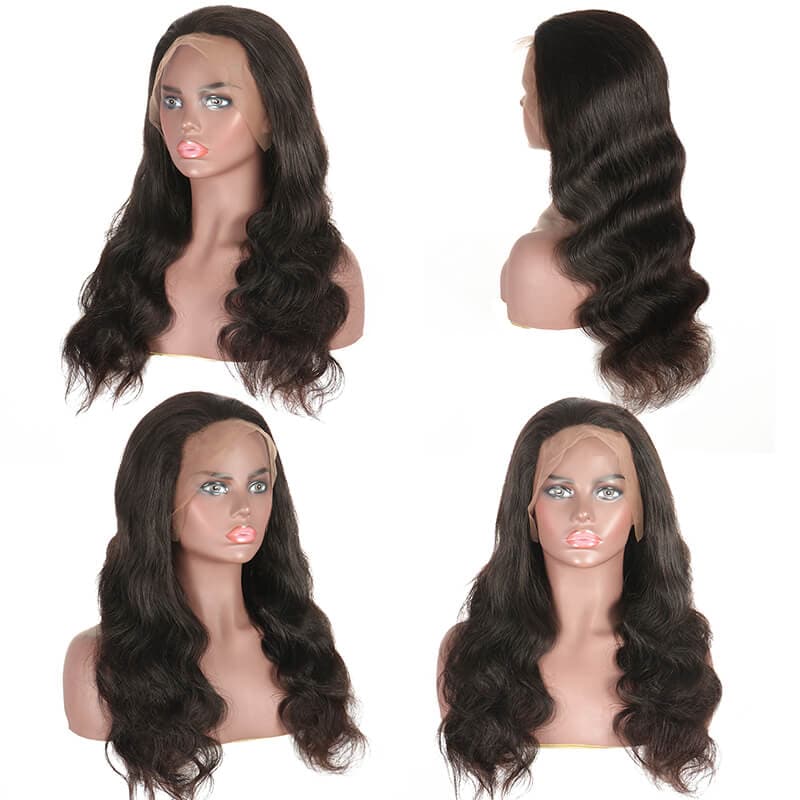 Body Wave Human Hair Lace Front Wig with Baby Hair Pre Plucked Natural Black